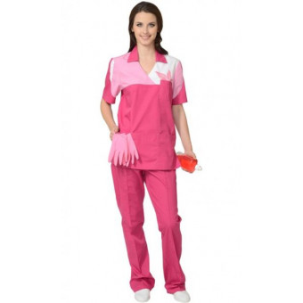 Костюм "ЛОТОС" женский: куртка, брюки сливовый с тепло-розовым