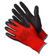 Gward Red Красные нейлоновые перчатки с черным текстурированным латексом
