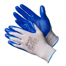 Gward Blue Перчатки из белого нейлона с синим нитриловым покрытием